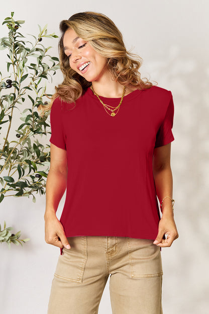 Basic Bae Full Size Round Neck Short Sleeve T-Shirt Deep Red Apparel/Tops Basic Bae Ship from USA TikTok Tops Trendsi USPS Walmart Walmart Apparel Trendsi https://www.cyberehub.com