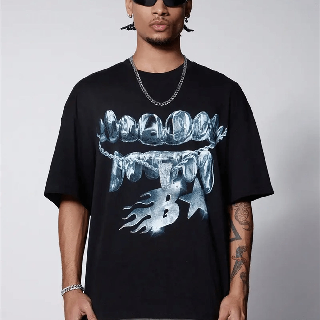 Men's Patterned Printed T-shirt, Summer Casual Short Sleeved T-shirt Black Apparel/Shirt/Graphic Shirt SNULLO https://www.cyberehub.com