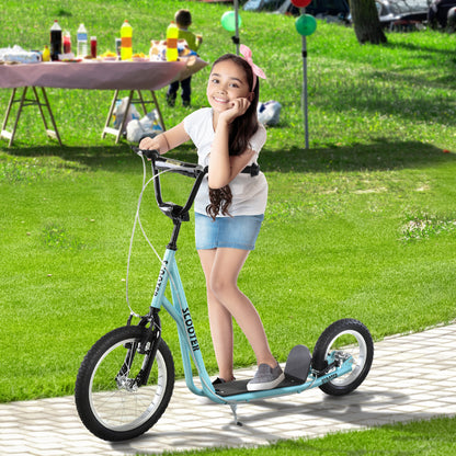 Aosom Youth Scooter, Teens Kick Scooter, Adjustable Handlebar Ride On Toy for 5+ with 16" Front and 12" Rear Dual Brakes Inflatable Wheels, Blue Car Giga GNJ Toys Walmart Giga https://www.cyberehub.com
