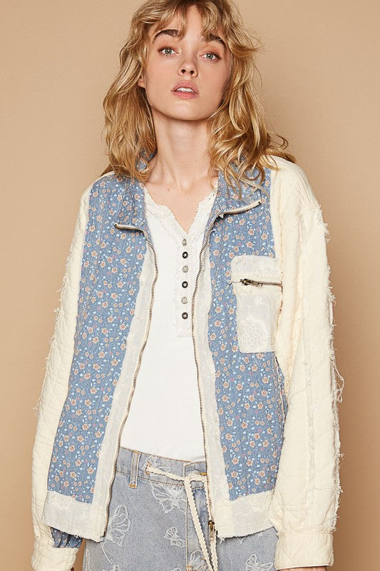 POL Floral Patchwork Zip Up Long Sleeve Jacket Cream Apparel Apparel POL Ship from USA TikTok Trendsi Trendsi https://www.cyberehub.com