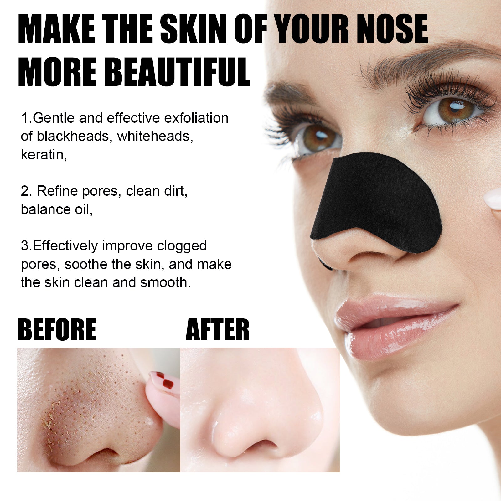 EELHOE Black Pig Nose Patch, Bamboo Charcoal Remove Blackhead Acne Tear Nose Mask Patch Health Eprolo https://www.cyberehub.com