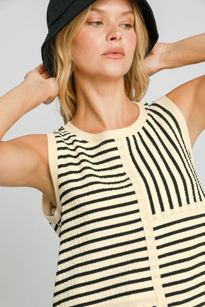 Umgee Round Neck Texture Striped Tank Apparel/Tops Ship from USA TikTok Tops Trendsi Umgee USA USPS Walmart Walmart Apparel Trendsi https://www.cyberehub.com