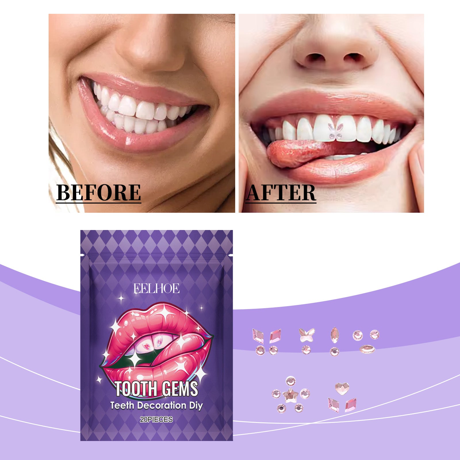 Dental Diamond Trim, Shine Beauty Stickers To Enhance Smile Brightness Lasting Easy Fit For All Tooth Types EELHOE eprolo https://www.cyberehub.com