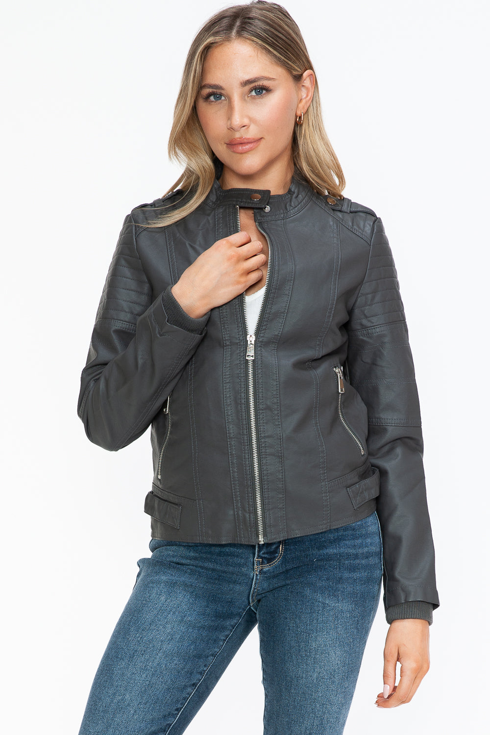 Snobbish PU Leather Biker Jacket with Side Zip Pockets Apparel Featured Ship from USA Snobbish Tiktok Trendsi USA USPS Walmart Trendsi https://www.cyberehub.com