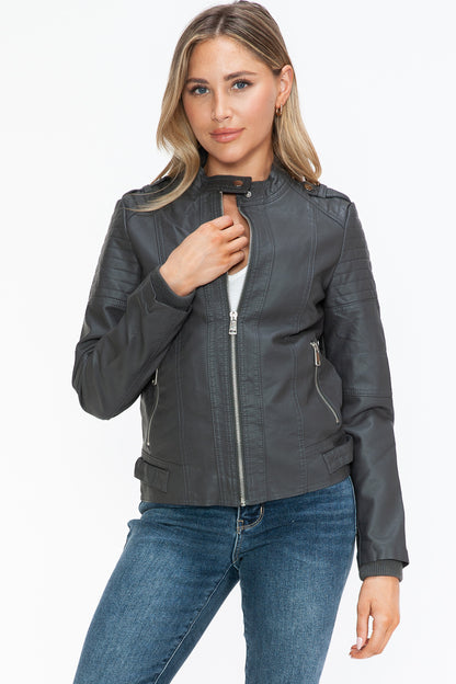 Snobbish PU Leather Biker Jacket with Side Zip Pockets Apparel Featured Ship from USA Snobbish Tiktok Trendsi USA USPS Walmart Trendsi https://www.cyberehub.com