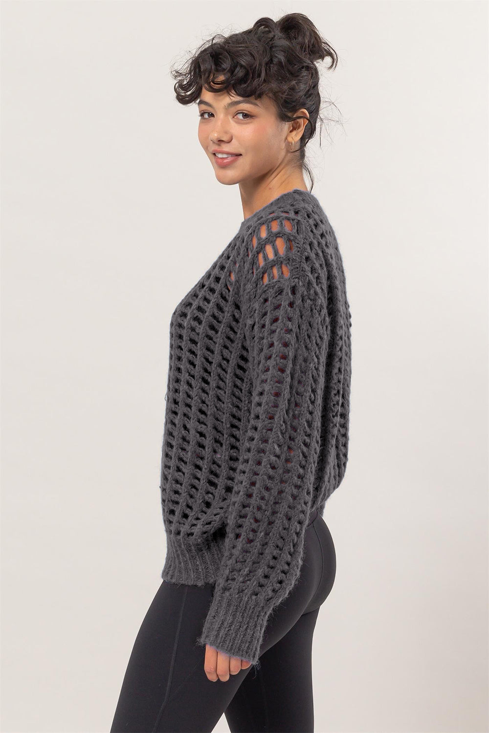 HYFVE Openwork Round Neck Long Sleeve Knit Cover Up Tops/Jackets/Sweaters Clothing Tops HYFVE Ship from USA TikTok Trendsi USPS Walmart Trendsi https://www.cyberehub.com