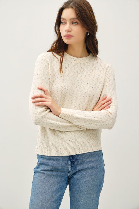 Be Cool Heathered Round Neck Long Sleeve Sweater Cream Tops/Jackets/Sweaters BE COOL Clothing Tops Ship from USA TikTok Trendsi USPS Walmart Trendsi https://www.cyberehub.com