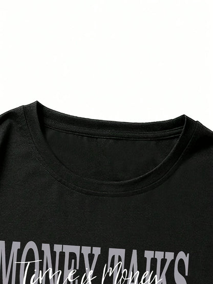 MONEY TALKS Manga Graphic Pattern Men's Street Style Short Sleeve Round Neck T-shirt, Summer Outdoor Apparel/Shirt/Graphic Shirt SNULLO https://www.cyberehub.com