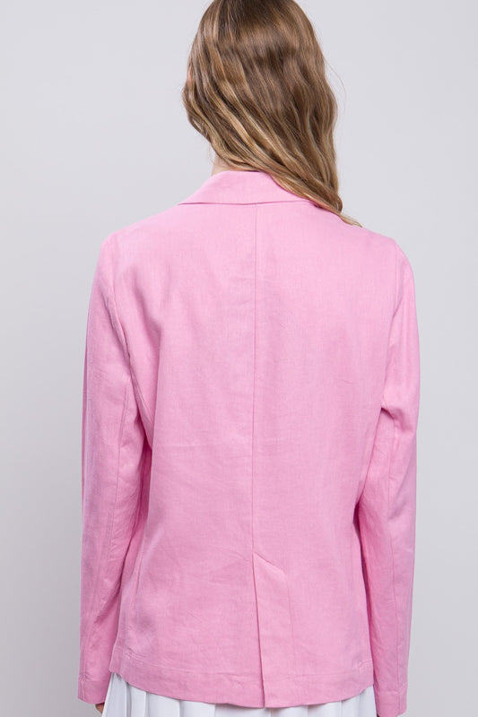 Love Tree One-Button Long Sleeve Linen Blazer Shirt Apparel Clothing Tops LOVE TREE Ship from USA Shirts USA Women Trendsi https://www.cyberehub.com