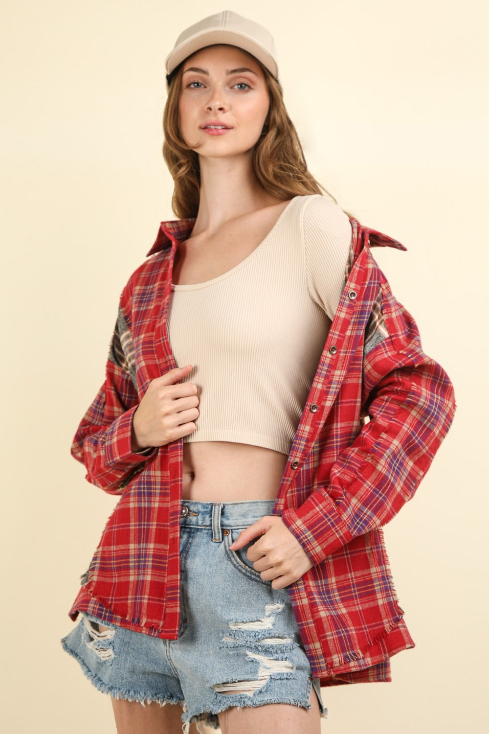 VERY J Contrast Plaid Raw Detail Shirt Tops/Jackets/Sweaters Clothing Tops Ship from USA TikTok Trendsi USPS VERY J Walmart Trendsi https://www.cyberehub.com