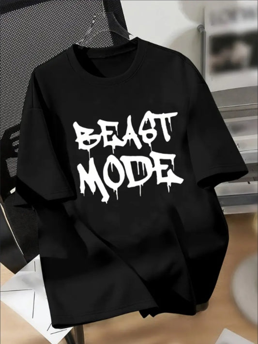 Boys' Beast Mode Graphic Tee - Casual Crew Neck, Short Sleeve,Machine Washable - Perfect For Spring Summer Apparel/Shirt/Graphic Shirt SNULLO https://www.cyberehub.com
