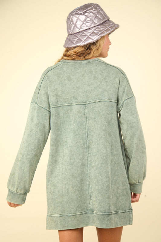 VERY J Mineral Washed Oversized Sweatshirt Mini Dress Apparel/Dress Dress Ship from USA TikTok Trendsi USPS VERY J Walmart Walmart Apparel Trendsi https://www.cyberehub.com