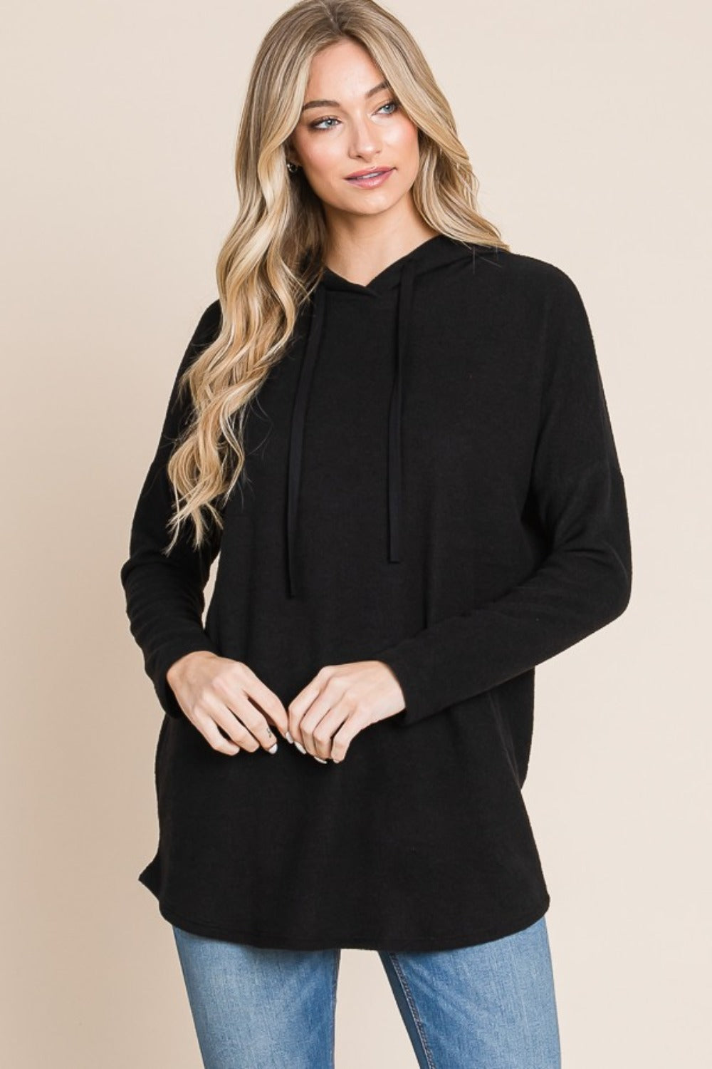 BOMBOM Contrast Drawstring Drop Shoulder Knit Hoodie Tops/Jackets/Sweaters BOMBOM Clothing Tops Ship from USA TikTok Trendsi USPS Walmart Trendsi https://www.cyberehub.com