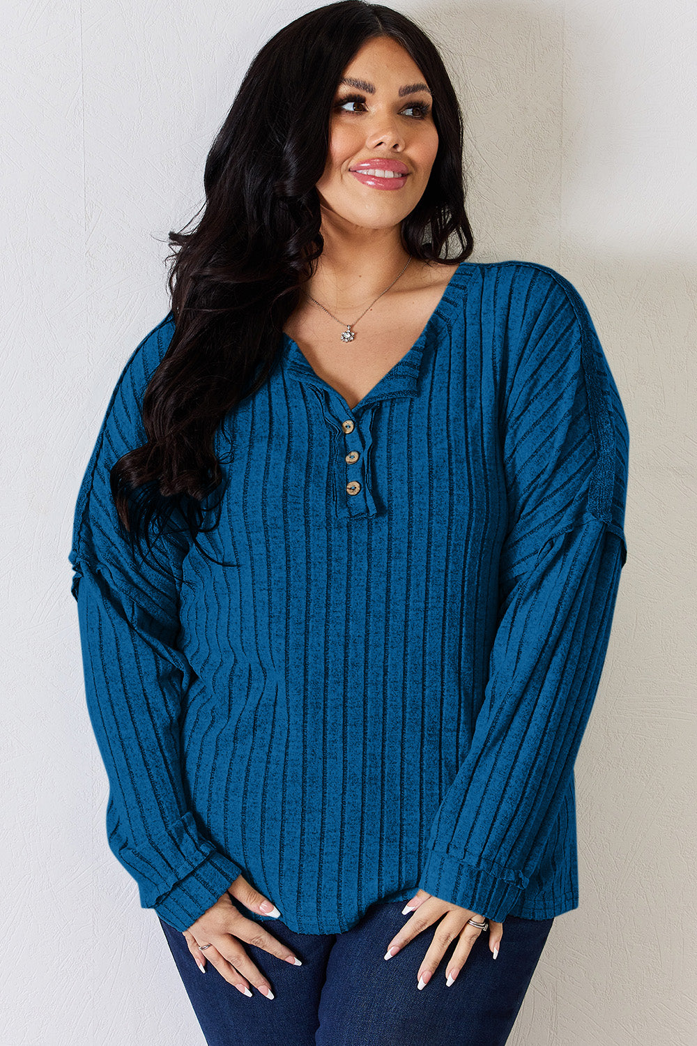 Basic Bae Full Size Ribbed Half Button Long Sleeve T-Shirt Apparel/Tops Basic Bae Ship from USA TikTok Tops Trendsi USPS Walmart Walmart Apparel Trendsi https://www.cyberehub.com