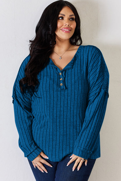 Basic Bae Full Size Ribbed Half Button Long Sleeve T-Shirt Apparel/Tops Basic Bae Ship from USA TikTok Tops Trendsi USPS Walmart Walmart Apparel Trendsi https://www.cyberehub.com