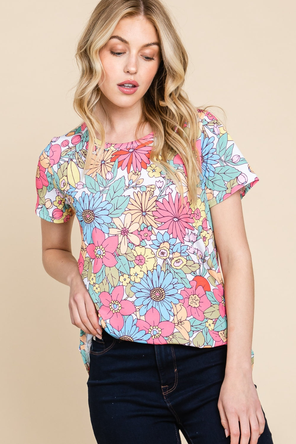 BOMBOM Floral Short Sleeve T-Shirt Tops/Jackets/Sweaters BOMBOM Clothing Tops Ship from USA TikTok Trendsi USPS Walmart Trendsi https://www.cyberehub.com