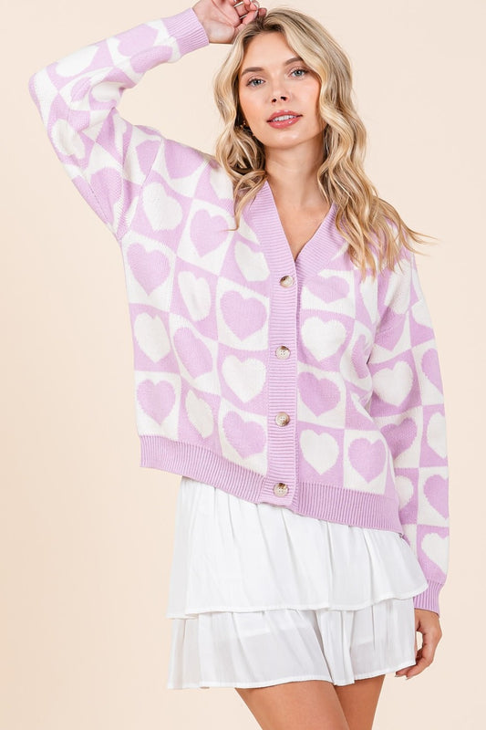 Mittoshop Checkered Heart Button Down Cardigan Lilac Tops/Jackets/Sweaters Clothing Tops Mittoshop Ship from USA TikTok Trendsi USPS Walmart Trendsi https://www.cyberehub.com