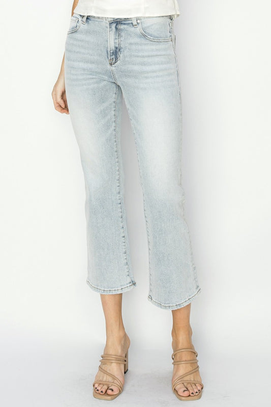 RISEN Full Size Mid Rise Cropped Flare Jeans Light Bottoms Bottoms Clothing RISEN Ship from USA Women Trendsi https://www.cyberehub.com