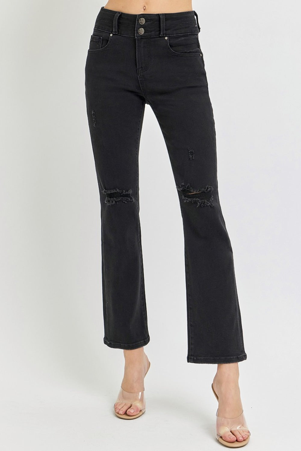 RISEN Full Size High Rise Wide Waistband Ankle Bootcut Jeans Bottoms Bottoms Clothing RISEN Ship from USA Women Trendsi https://www.cyberehub.com