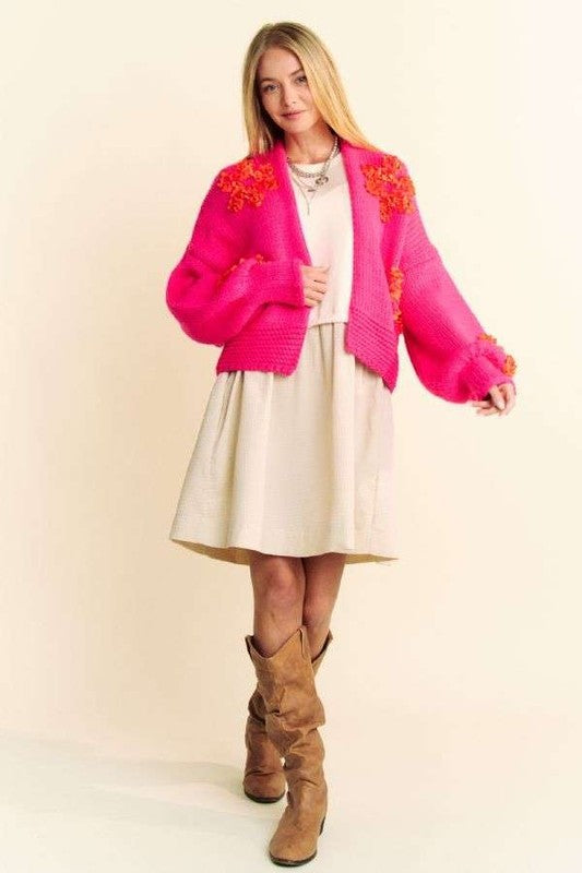 Davi & Dani Floral Applique Open Front Drop Shoulder Cardigan Tops/Jackets/Sweaters Clothing Tops Davi & Dani Ship from USA TikTok Trendsi USPS Walmart Trendsi https://www.cyberehub.com