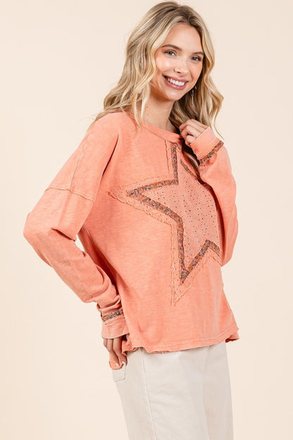 Mittoshop Mineral Wash Star Patch Long Sleeve T-Shirt Tops/Jackets/Sweaters Clothing Tops Mittoshop Ship from USA TikTok Trendsi USPS Walmart Trendsi https://www.cyberehub.com