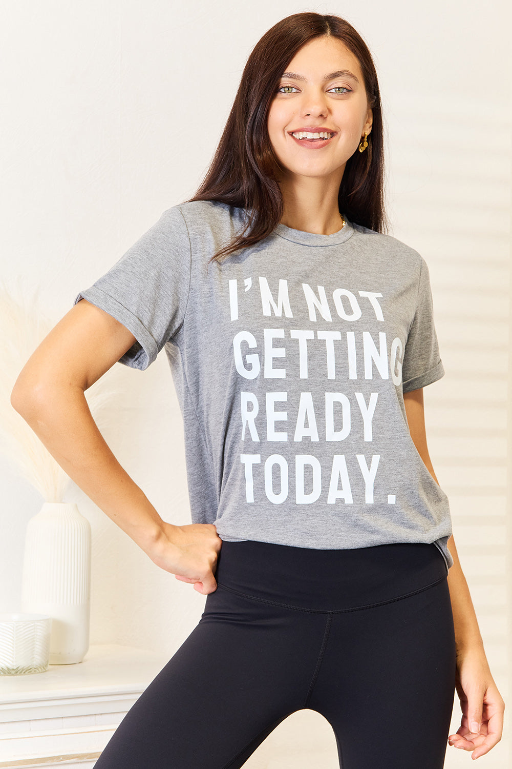 Simply Love I'M NOT GETTING READY TODAY Graphic T-Shirt Apparel/Tops Doorbusters Ship from USA Simply Love TikTok Tops Trendsi USPS Walmart Walmart Apparel Trendsi https://www.cyberehub.com