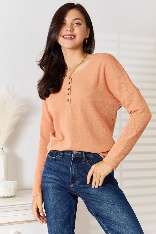 Basic Bae Half Button Long Sleeve Top Caramel Apparel/Tops Basic Bae Ship from USA TikTok Tops Trendsi USPS Walmart Walmart Apparel Trendsi https://www.cyberehub.com