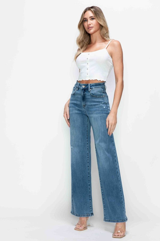 bytos Full Size High Rise Wide Leg Jeans with Pockets Apparel Apparel bytos Ship from USA TikTok Trendsi Trendsi https://www.cyberehub.com
