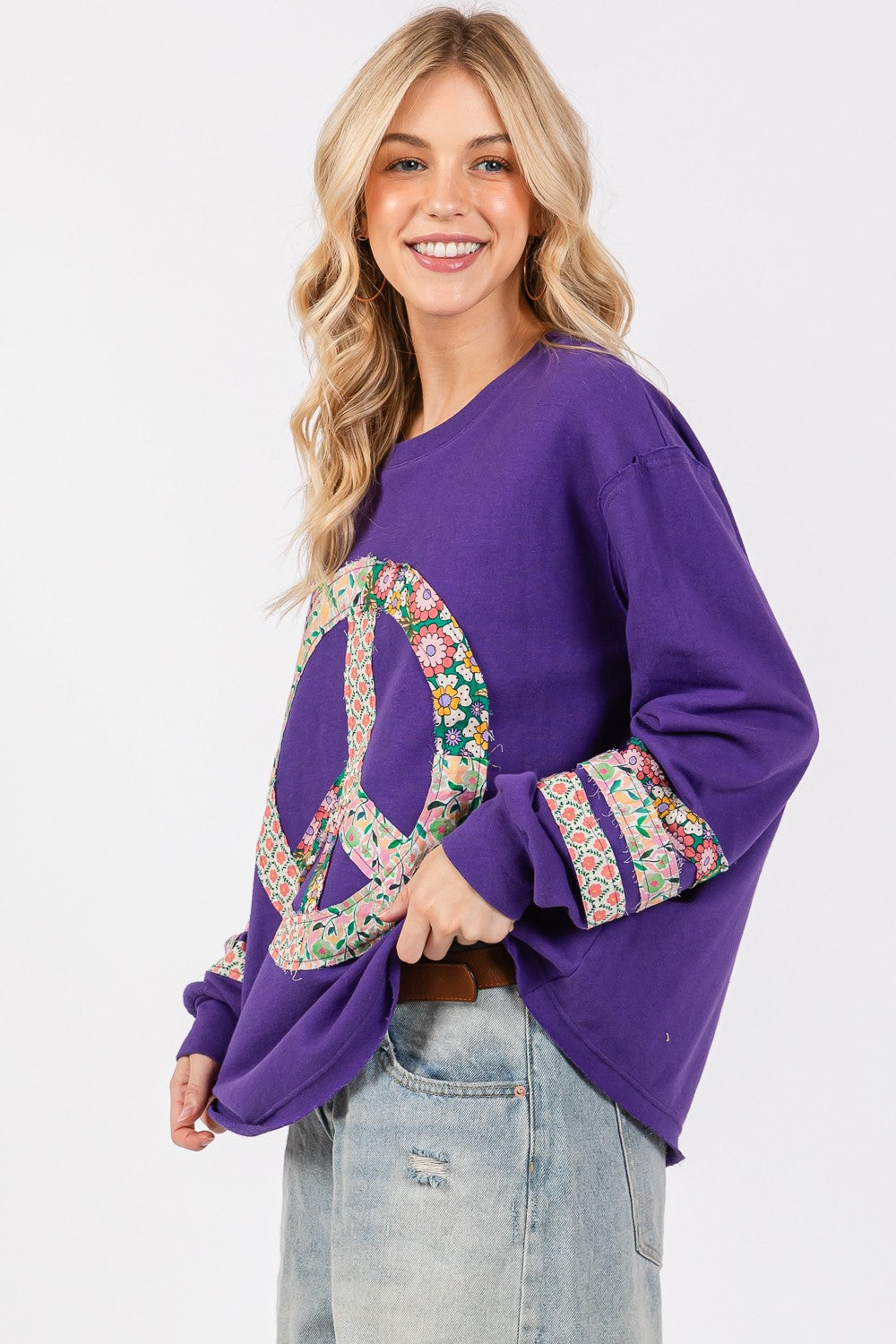 SAGE+FIG Peace Applique Patch Long Sleeve Top Apparel/Tops SAGE+FIG Ship from USA TikTok Tops Trendsi USPS Walmart Walmart Apparel Trendsi https://www.cyberehub.com