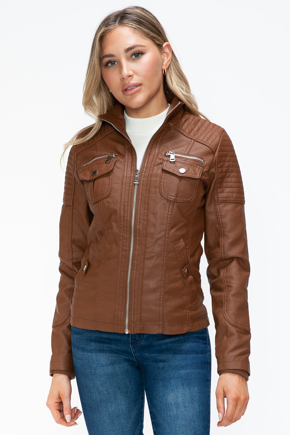 YMI Removable Faux Layered Multi-Pocket Jacket with Fuzzy Hood Apparel Featured Ship from USA Tiktok Trendsi USA USPS Walmart YMI outerwear Trendsi https://www.cyberehub.com