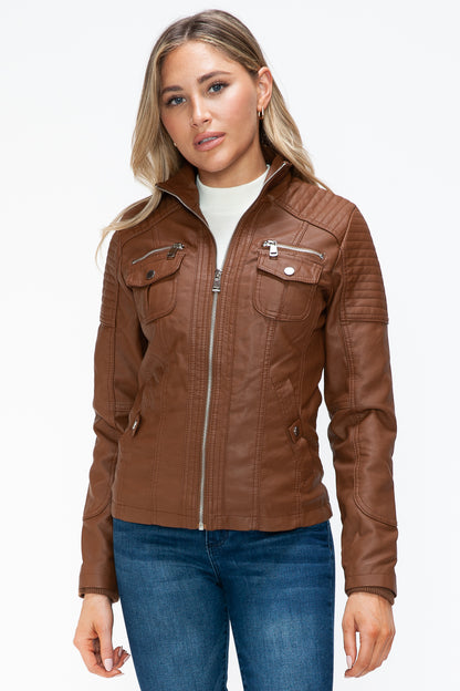 YMI Removable Faux Layered Multi-Pocket Jacket with Fuzzy Hood Apparel Featured Ship from USA Tiktok Trendsi USA USPS Walmart YMI outerwear Trendsi https://www.cyberehub.com