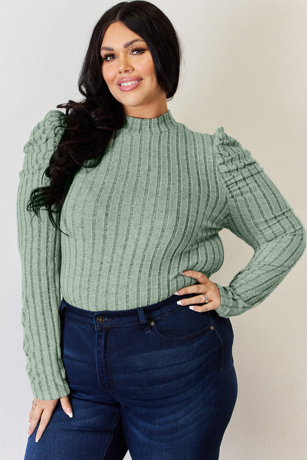 Basic Bae Full Size Ribbed Mock Neck Puff Sleeve T-Shirt Apparel/Tops Basic Bae Ship from USA TikTok Tops Trendsi USPS Walmart Walmart Apparel Trendsi https://www.cyberehub.com
