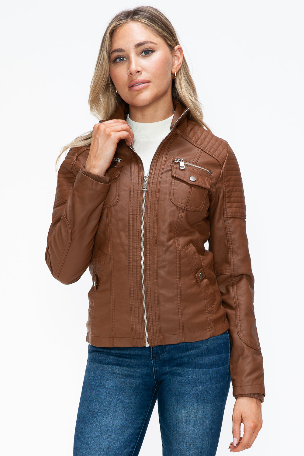YMI Removable Faux Layered Multi-Pocket Jacket with Fuzzy Hood Apparel Featured Ship from USA Tiktok Trendsi USA USPS Walmart YMI outerwear Trendsi https://www.cyberehub.com