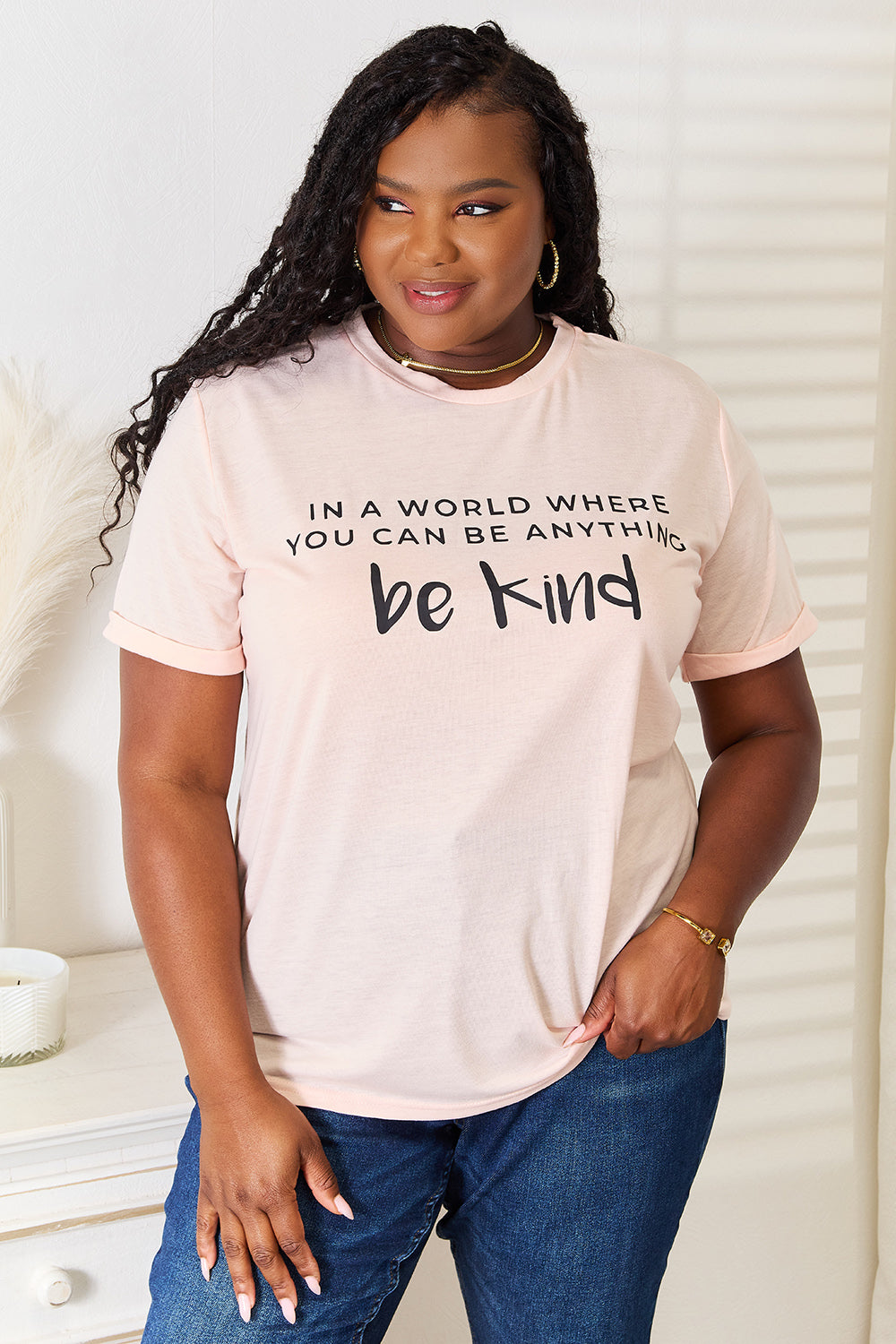 Simply Love Slogan Graphic Cuffed T-Shirt Blush Pink Apparel/Tops Ship from USA Simply Love TikTok Tops Trendsi USPS Walmart Walmart Apparel Trendsi https://www.cyberehub.com
