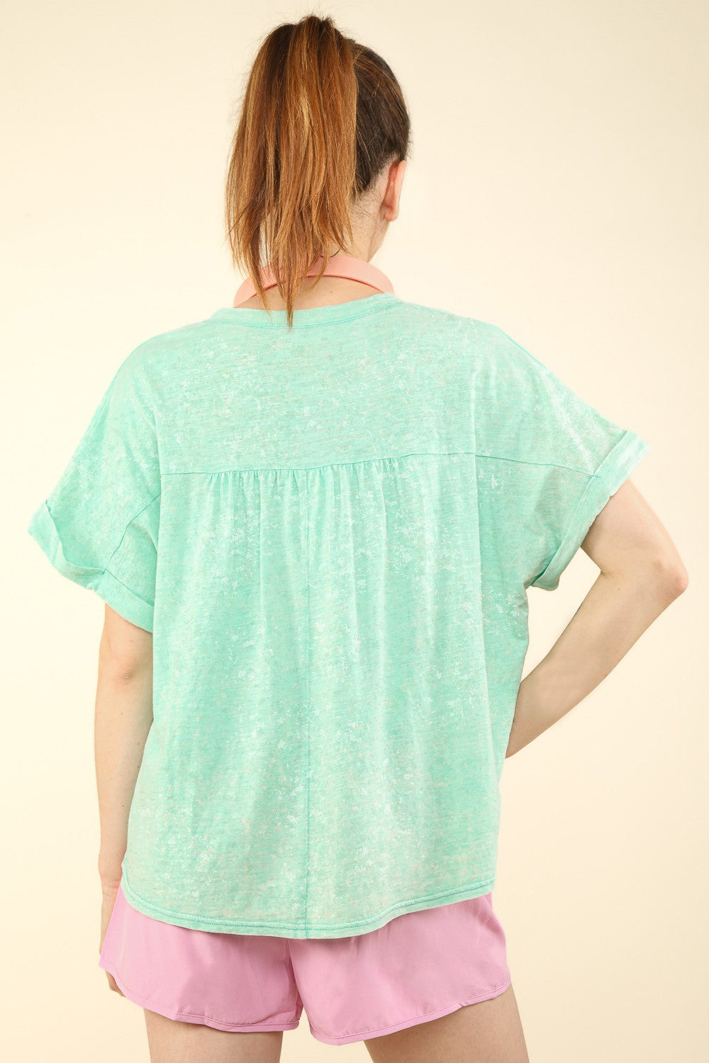 VERY J Nochted Short Sleeve Washed T-Shirt Tops/Jackets/Sweaters Clothing Tops Ship from USA TikTok Trendsi USPS VERY J Walmart Trendsi https://www.cyberehub.com