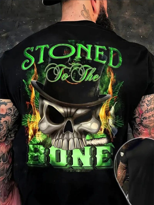 Plus Size Men's Skull And Letters And Graphics Printed T-shirt Suitable For Summer, Fashionable And Cool Short Sleeve T-shirt Suitable For Big And Tall Men Apparel/Shirt/Graphic Shirt SNULLO https://www.cyberehub.com