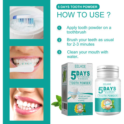 5 Day Whitening Tooth Powder, Clean Teeth Remove Dirt Plaque Fresh Mouth Clean Teeth Powder Health Eprolo https://www.cyberehub.com