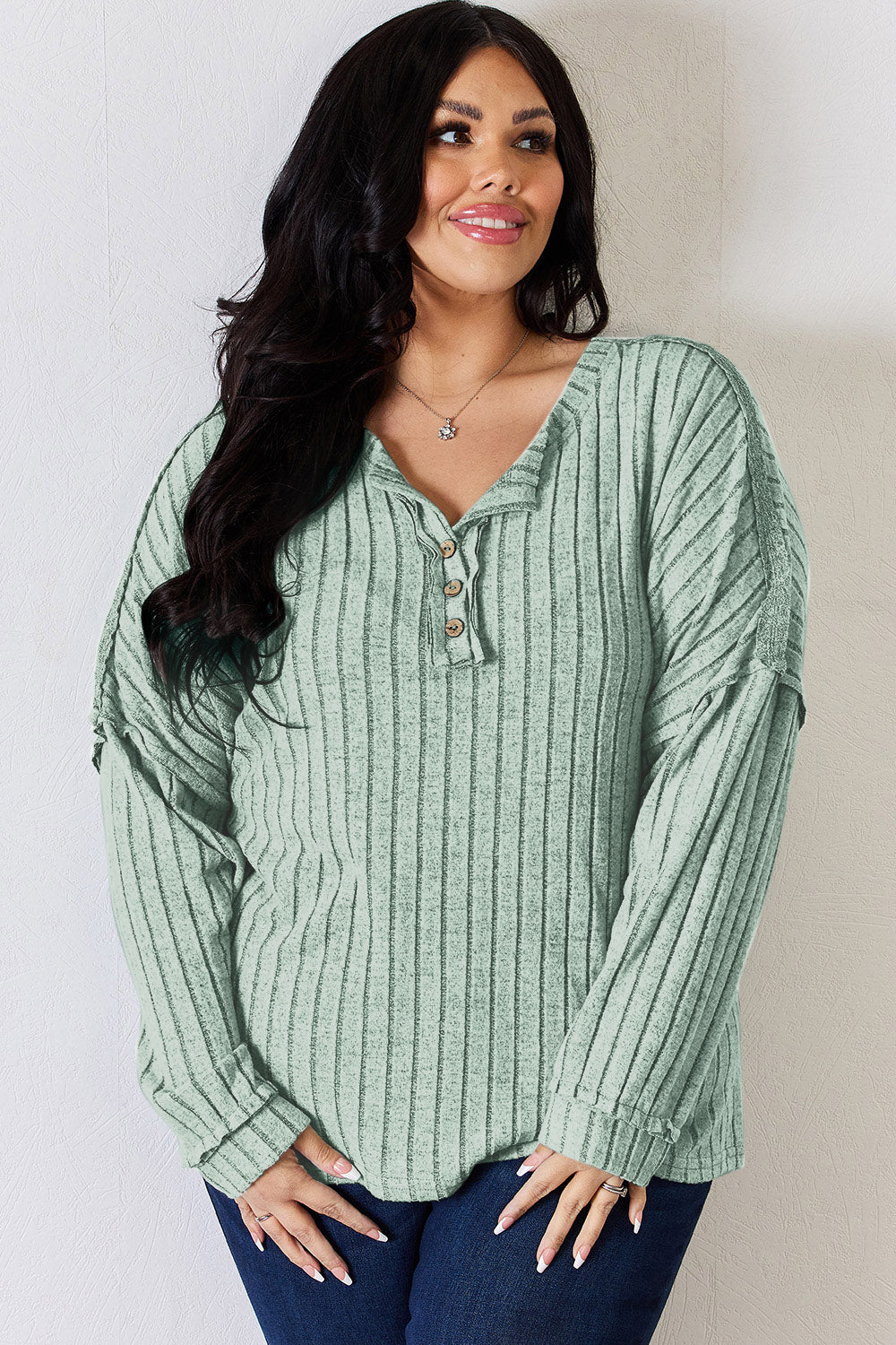 Basic Bae Full Size Ribbed Half Button Long Sleeve T-Shirt Apparel/Tops Basic Bae Ship from USA TikTok Tops Trendsi USPS Walmart Walmart Apparel Trendsi https://www.cyberehub.com
