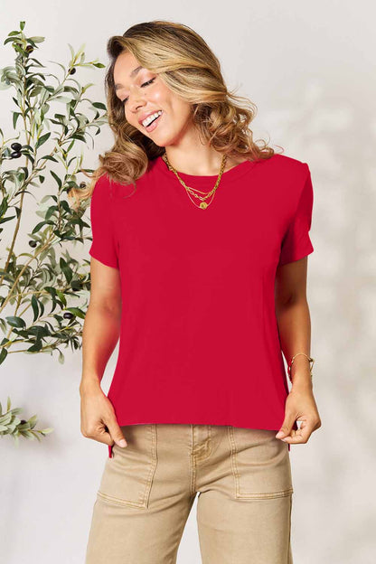 Basic Bae Full Size Round Neck Short Sleeve T-Shirt Red Apparel/Tops Basic Bae Ship from USA TikTok Tops Trendsi USPS Walmart Walmart Apparel Trendsi https://www.cyberehub.com