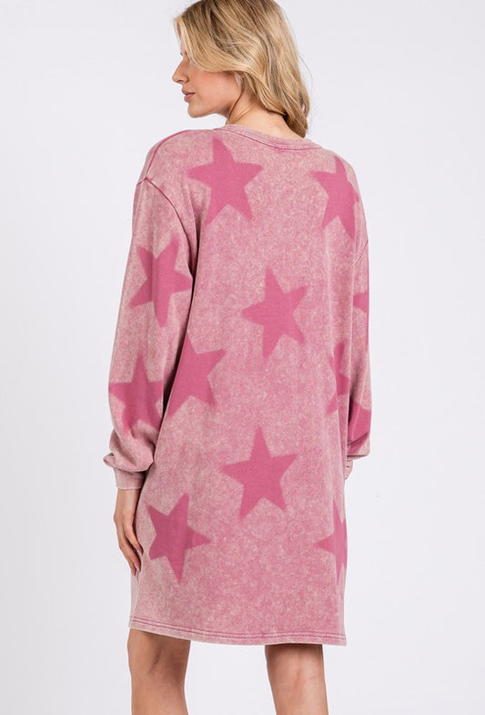 SAGE + FIG Washed Star Print Round Neck Dress Apparel Apparel SAGE+FIG Ship from USA TikTok Trendsi Trendsi https://www.cyberehub.com
