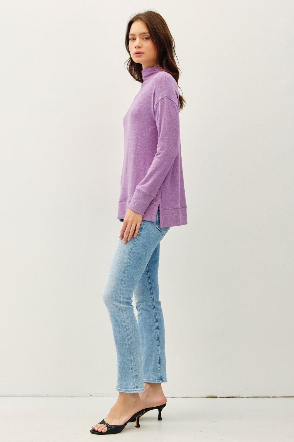 Be Cool Side Slit Mock Neck Long Sleeve Tunic Top Apparel/Tops BE COOL Ship from USA TikTok Tops Trendsi USPS Walmart Walmart Apparel Trendsi https://www.cyberehub.com