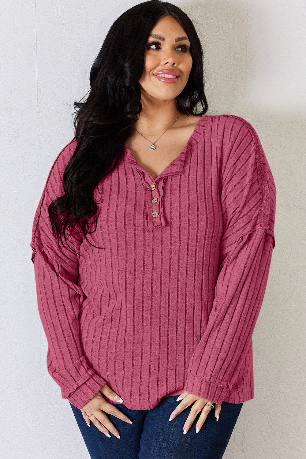 Basic Bae Full Size Ribbed Half Button Long Sleeve T-Shirt Apparel/Tops Basic Bae Ship from USA TikTok Tops Trendsi USPS Walmart Walmart Apparel Trendsi https://www.cyberehub.com
