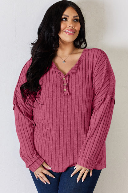 Basic Bae Full Size Ribbed Half Button Long Sleeve T-Shirt Apparel/Tops Basic Bae Ship from USA TikTok Tops Trendsi USPS Walmart Walmart Apparel Trendsi https://www.cyberehub.com