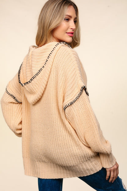 Haptics Contrast Stitching Long Sleeve Hooded Sweater Shirt Apparel Clothing Tops Haptics Ship from USA Shirts USA Women Trendsi https://www.cyberehub.com