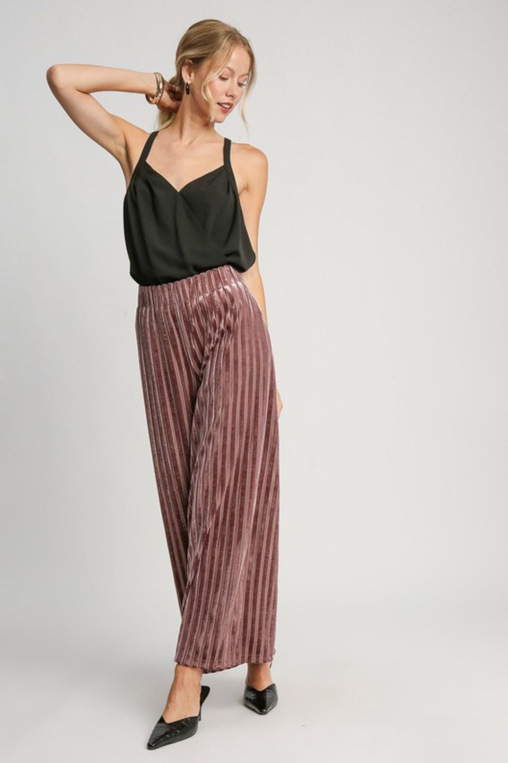 Umgee Full Size Elastic Waist Striped Wide Leg Velvet Pants Apparel Apparel Ship from USA TikTok Trendsi Umgee USA Trendsi https://www.cyberehub.com
