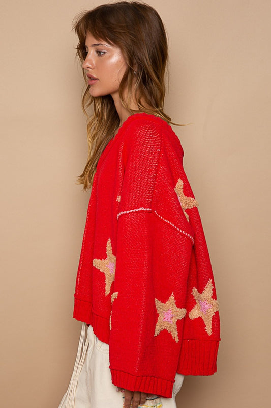 POL Long Sleeve Star Patch Sweater Shirt Apparel Clothing Tops POL Ship from USA Shirts USA Women Trendsi https://www.cyberehub.com