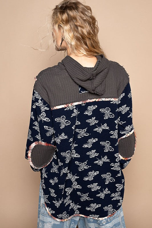 POL Butterfly Waffle-Knit Half Button Hooded Knit Top Apparel Apparel POL Ship from USA TikTok Trendsi Trendsi https://www.cyberehub.com