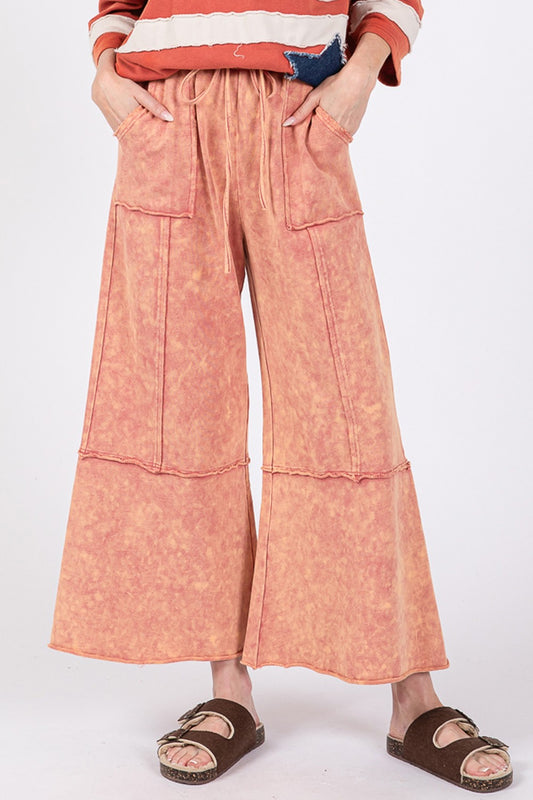 SAGE + FIG Mineral Washed Terry Wide Leg Pants Bottoms Bottoms Clothing Pants SAGE+FIG Ship from USA Women Trendsi https://www.cyberehub.com