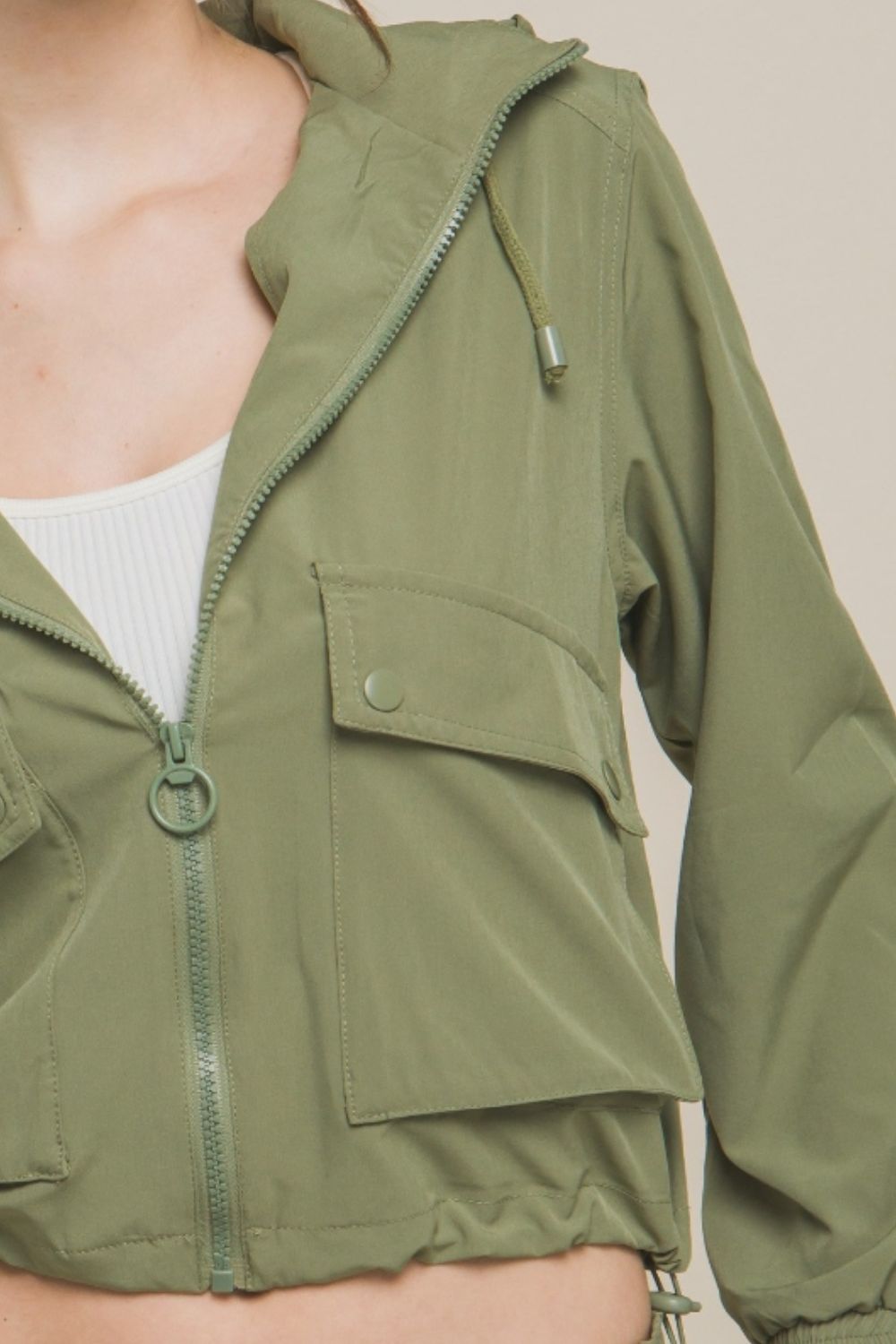 Love Tree Drawstring Hem Hooded Zip-Up Jacket Shirt Apparel Clothing Tops LOVE TREE Ship from USA Shirts USA Women Trendsi https://www.cyberehub.com