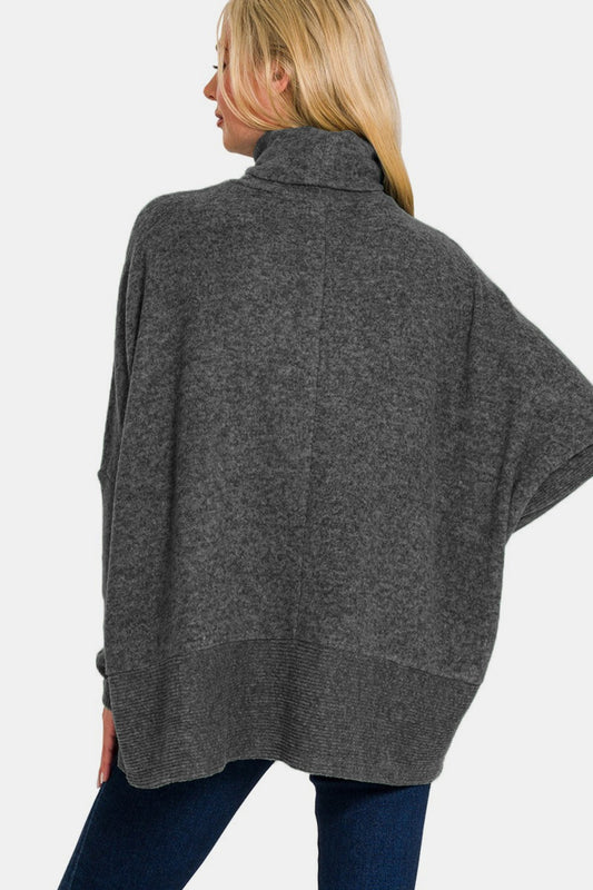 Zenana Full Size Brushed Melange Hacci Turtleneck Sweater Tops/Jackets/Sweaters Clothing Tops Ship from USA TikTok Trendsi USPS Walmart Zenana Trendsi https://www.cyberehub.com